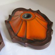 Ensemble de 2 lampes allemandes orange de mur en céramique de la lave de la 1960 / 70s