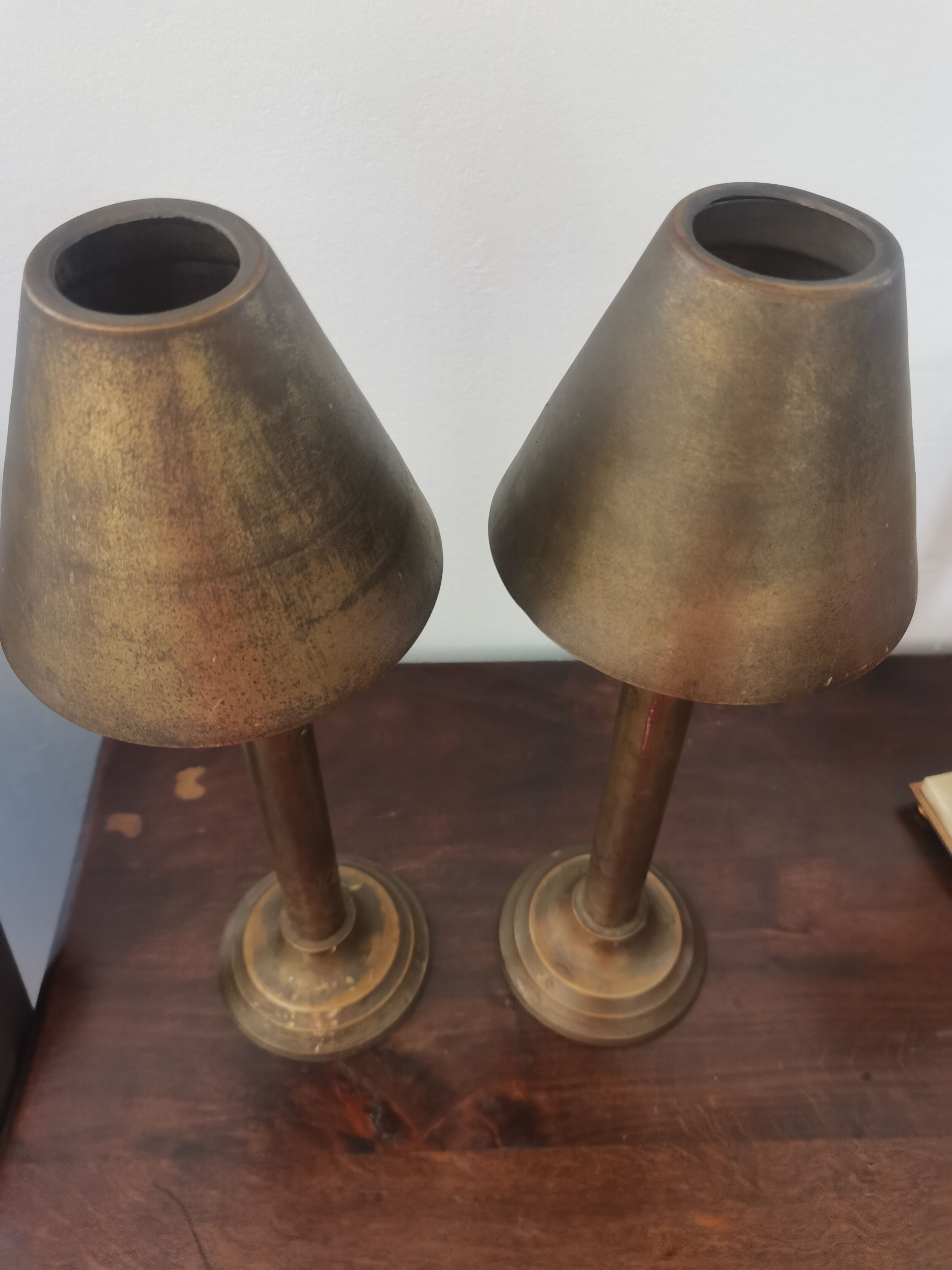 Candlestick with copper lampshade