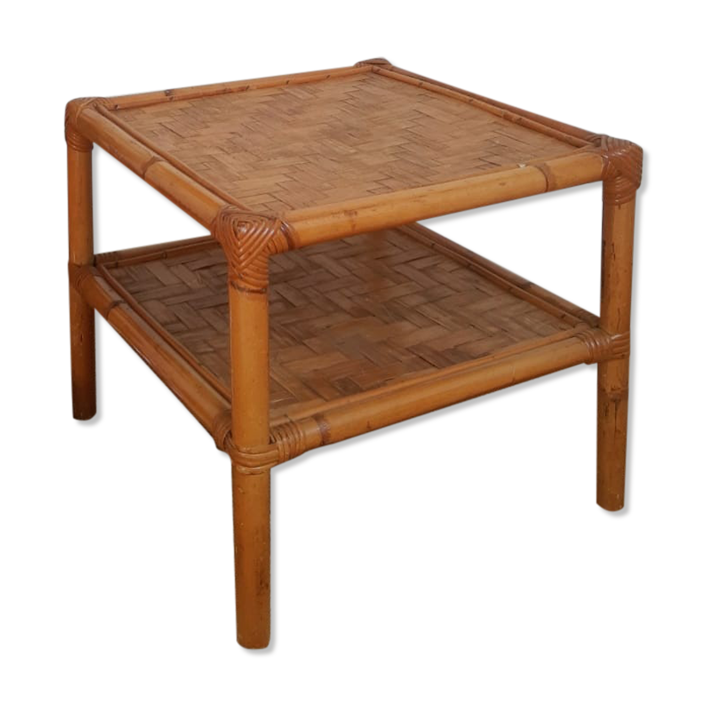 Square bamboo coffee table 70s - vintage