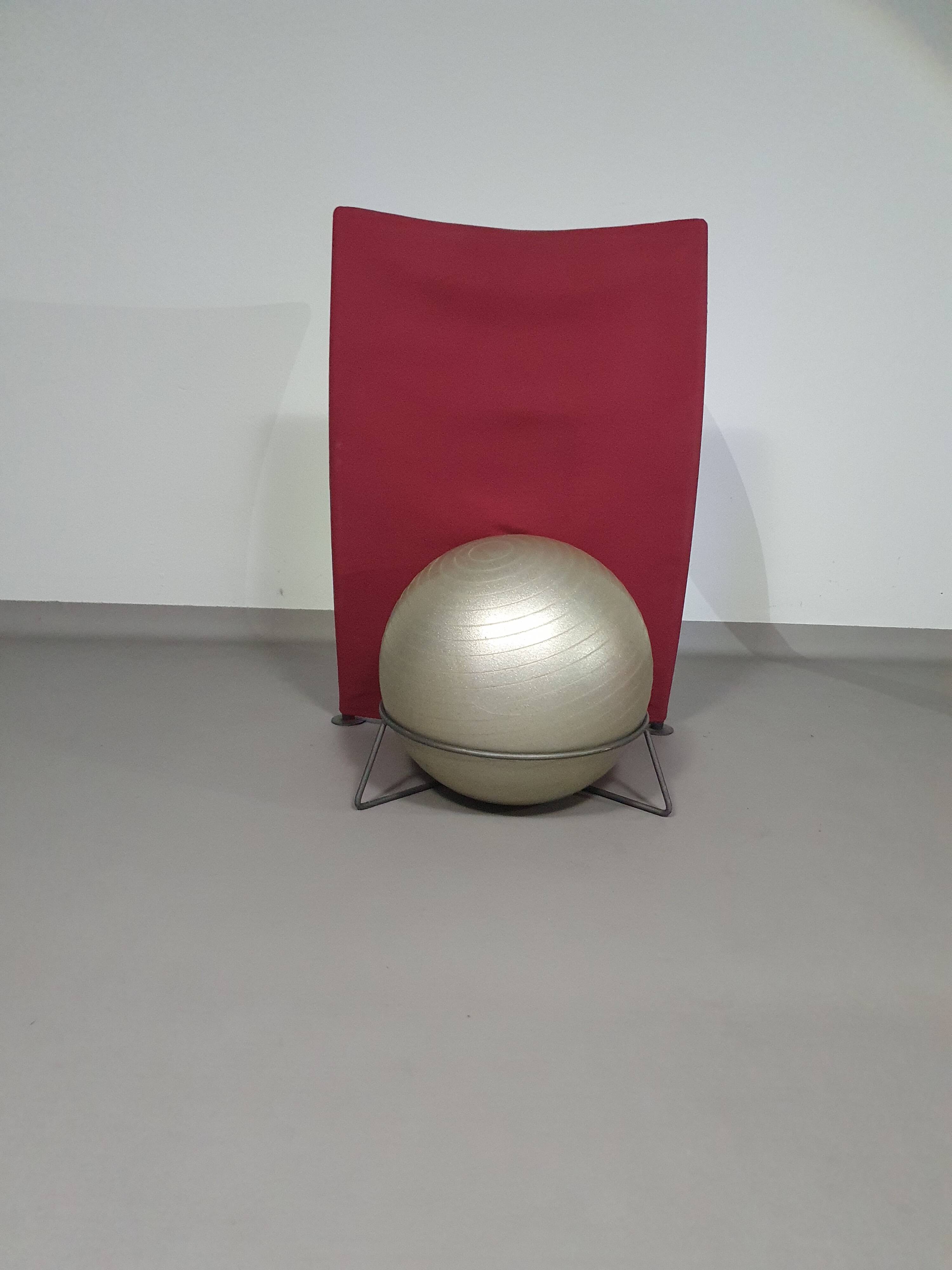 Italian modern bordeaux red ball chair san siro designed by fabrizio ballardini, 1995