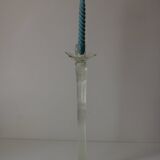 Large antique transparent Murano candlestick