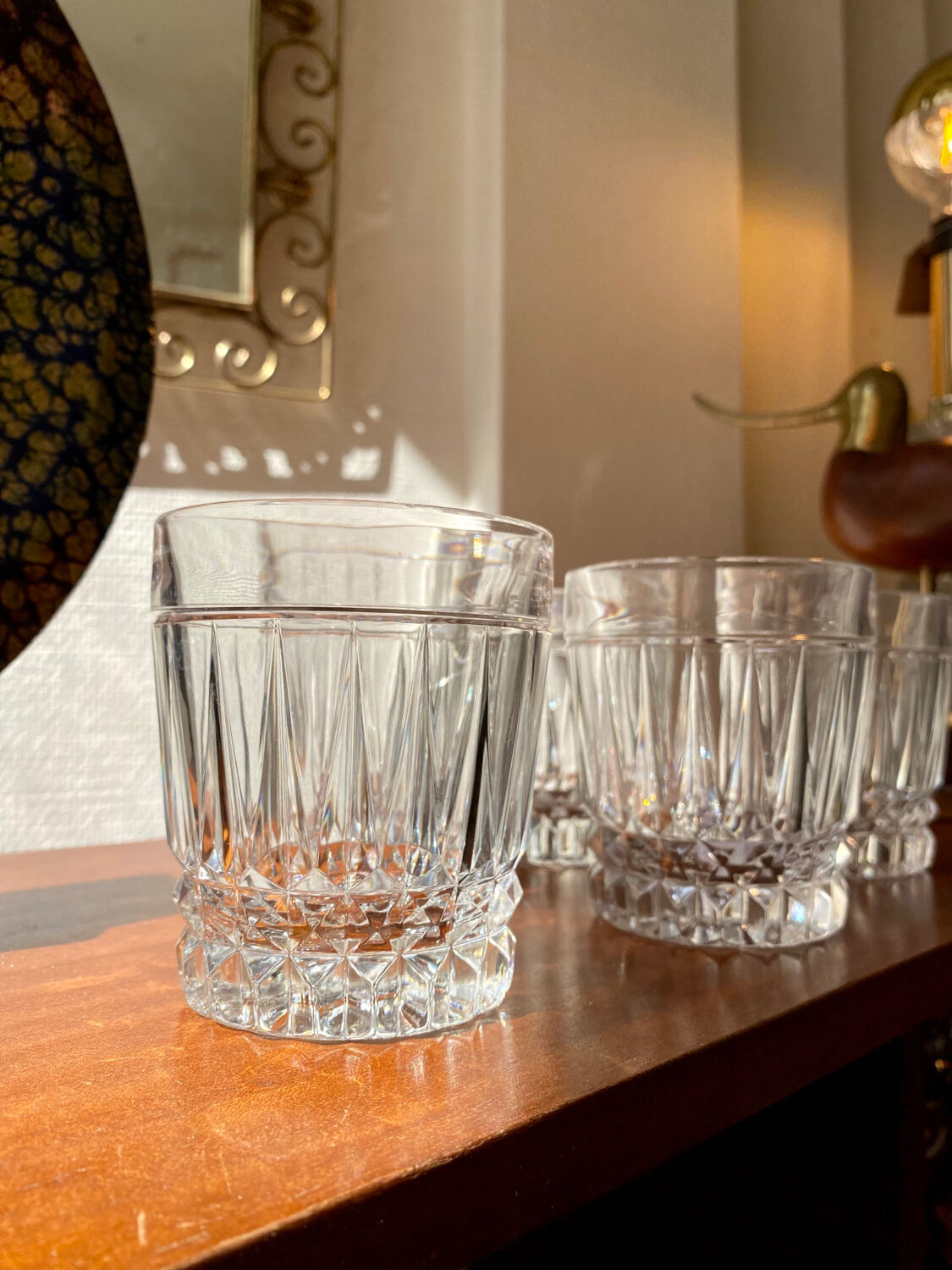 Set of 5 Val Saint Lambert whiskey glasses