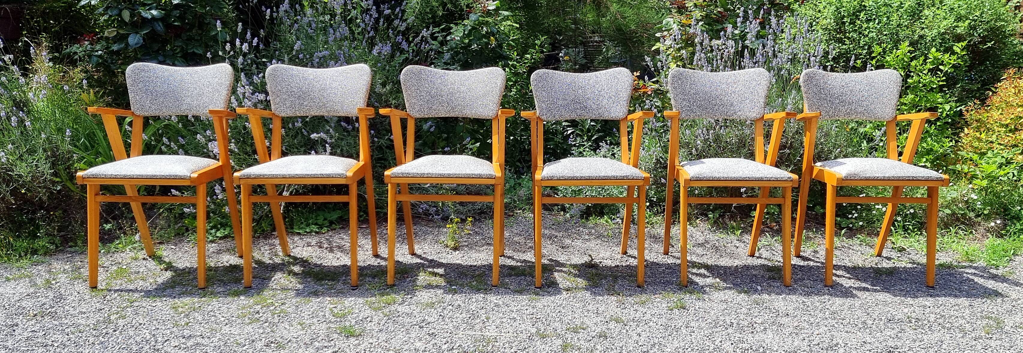 6 chaises bridges années 60