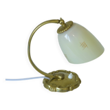 Antique Bedside Lamp / Art Deco Desk Lamp / Brass Table Light / Hand Blown