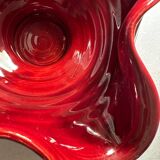 Very Pretty Vintage 50s Cup in Red Enameled Stoneware Clover Shape 🍀