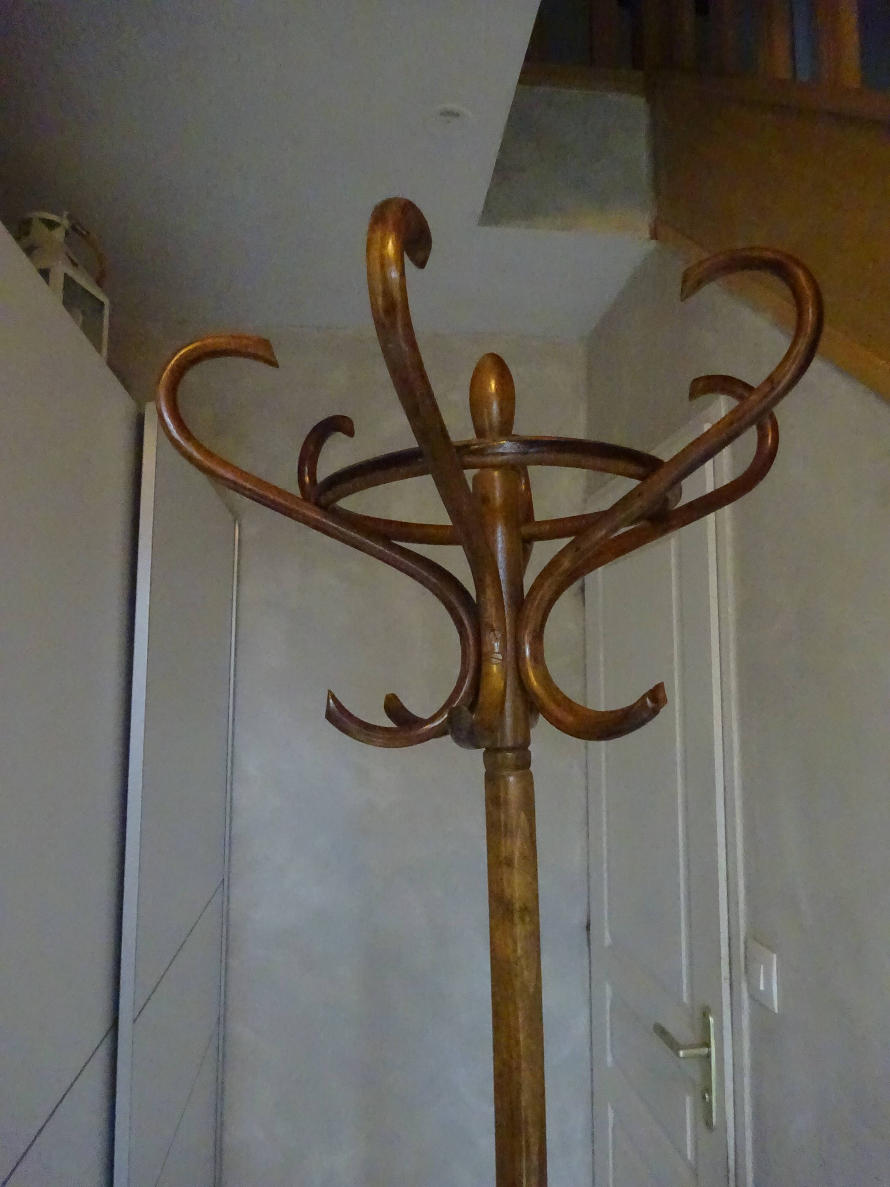 Vintage curved wood parrot coat holder