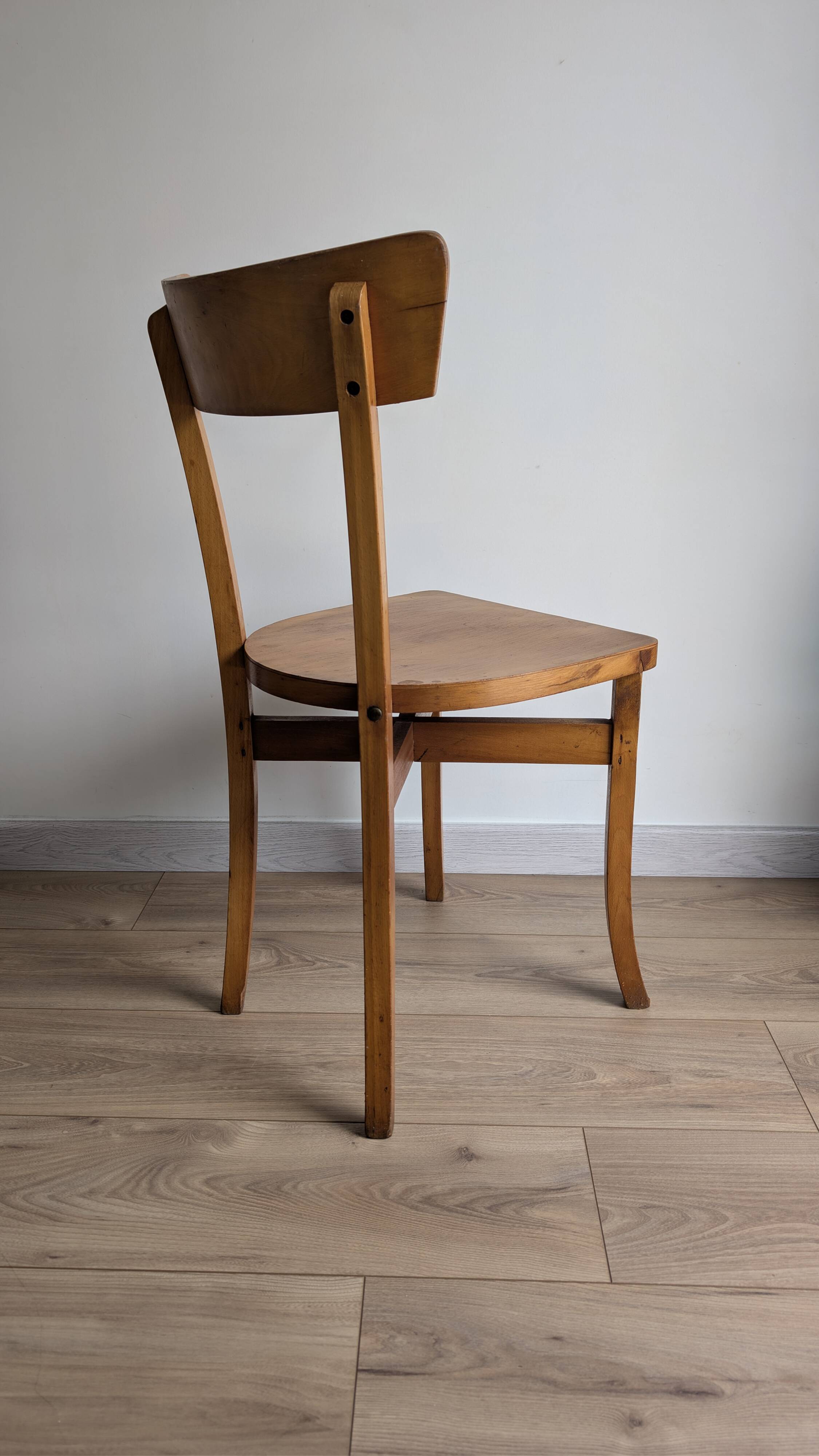 Vintage bistro chair in patinated blonde beech