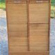 Curtained filing cabinet in golden blond oak 2 columns from the 1950s
