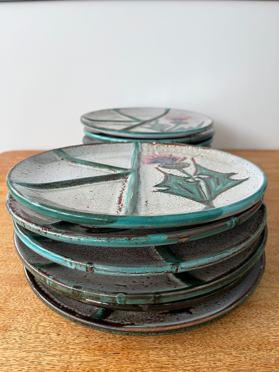 Set of 12 fondue plates "Chardon" Vallauris