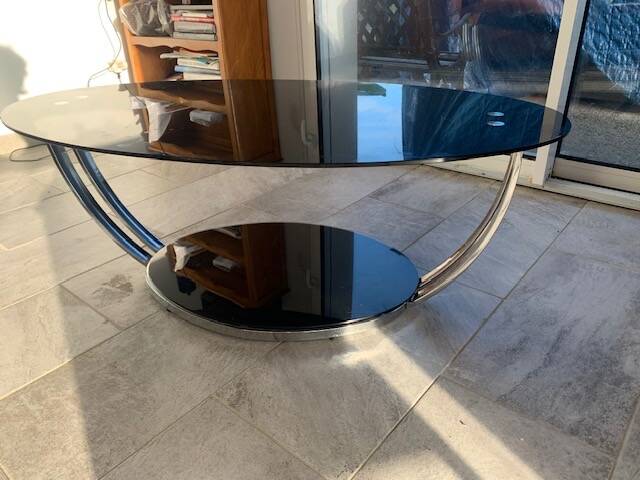 vintage smoked glass coffee table