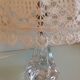 Bedside lamp glass foot and lampshade hook ecru / vintage 60s-70s