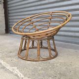 Papasan loveseat chair in rattan, 1950