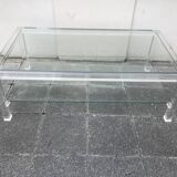 Plexiglass and glass coffee table "Les Invisibles de Marais" 1980