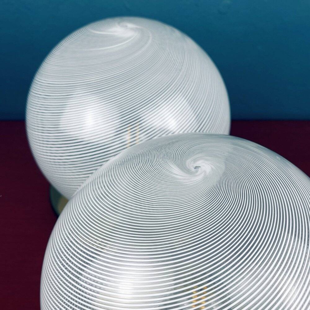 Swirl table lamps in Murano glass by F. Fabbian, Italy, 1970s, set of 2