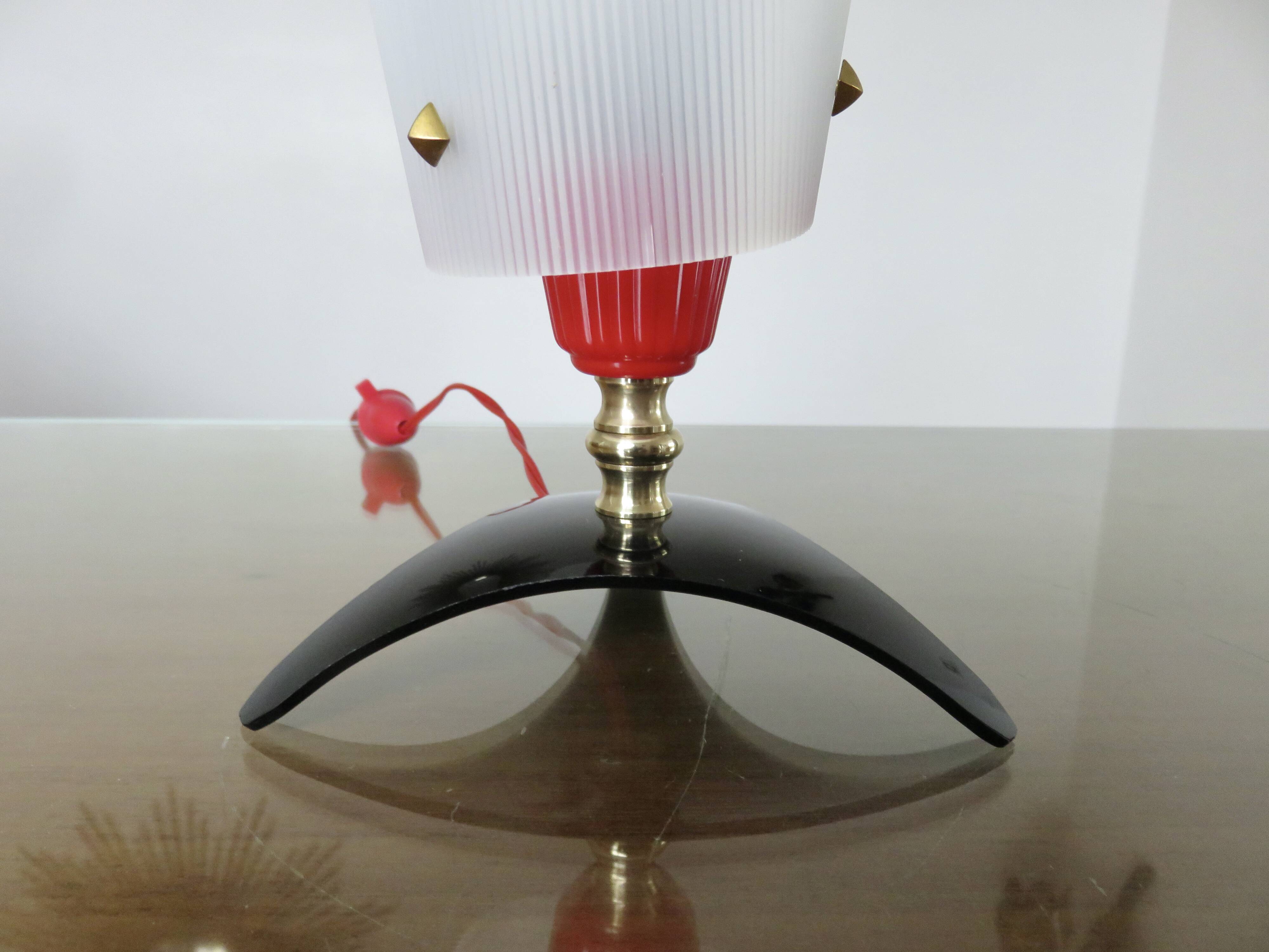 Tripod lamp in perspex, Bakelite and brass, 1950s or 1960s, France