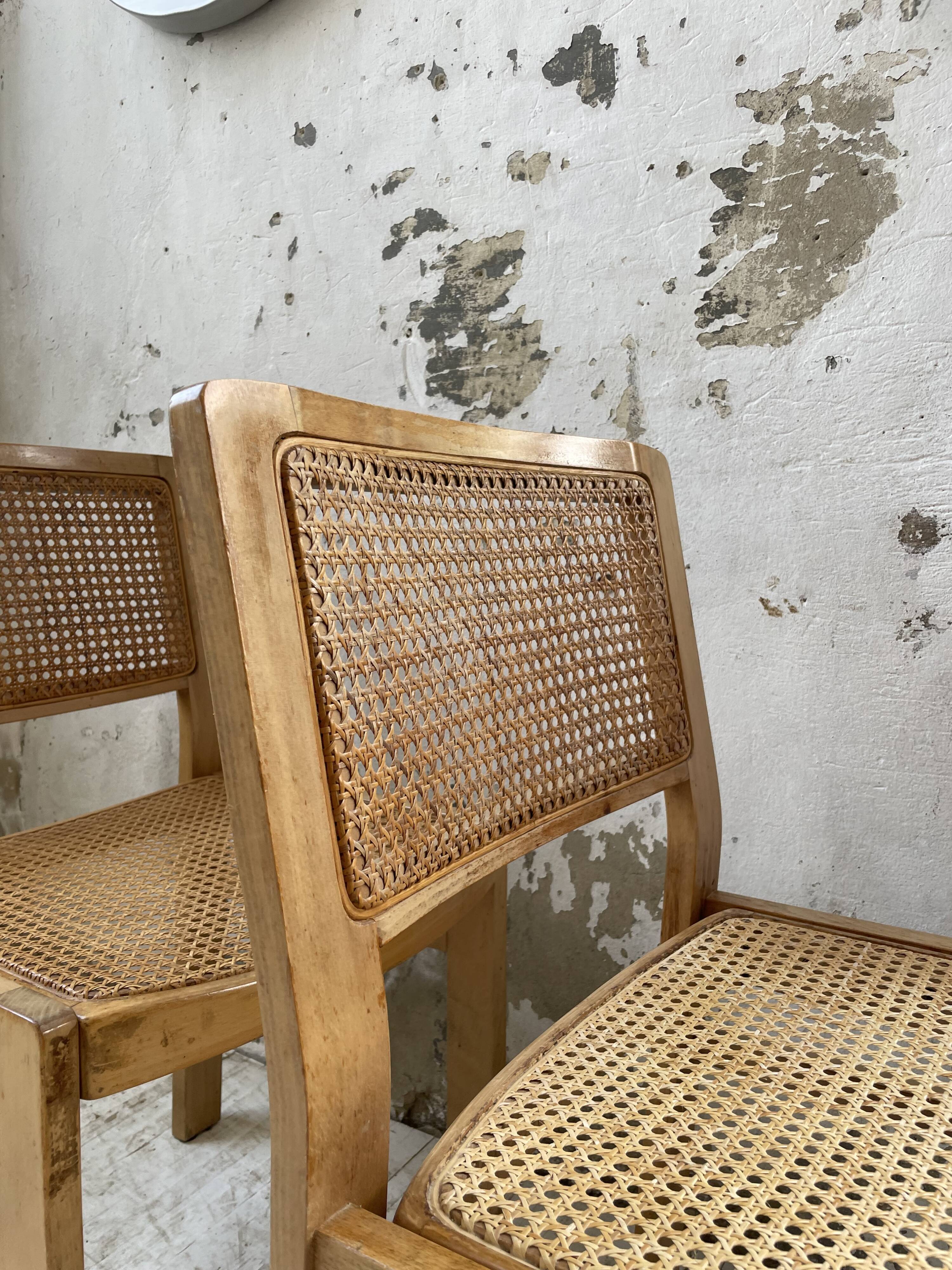 Pair of Baumann chairs beech and cannage