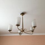 Brass and opaline chandelier