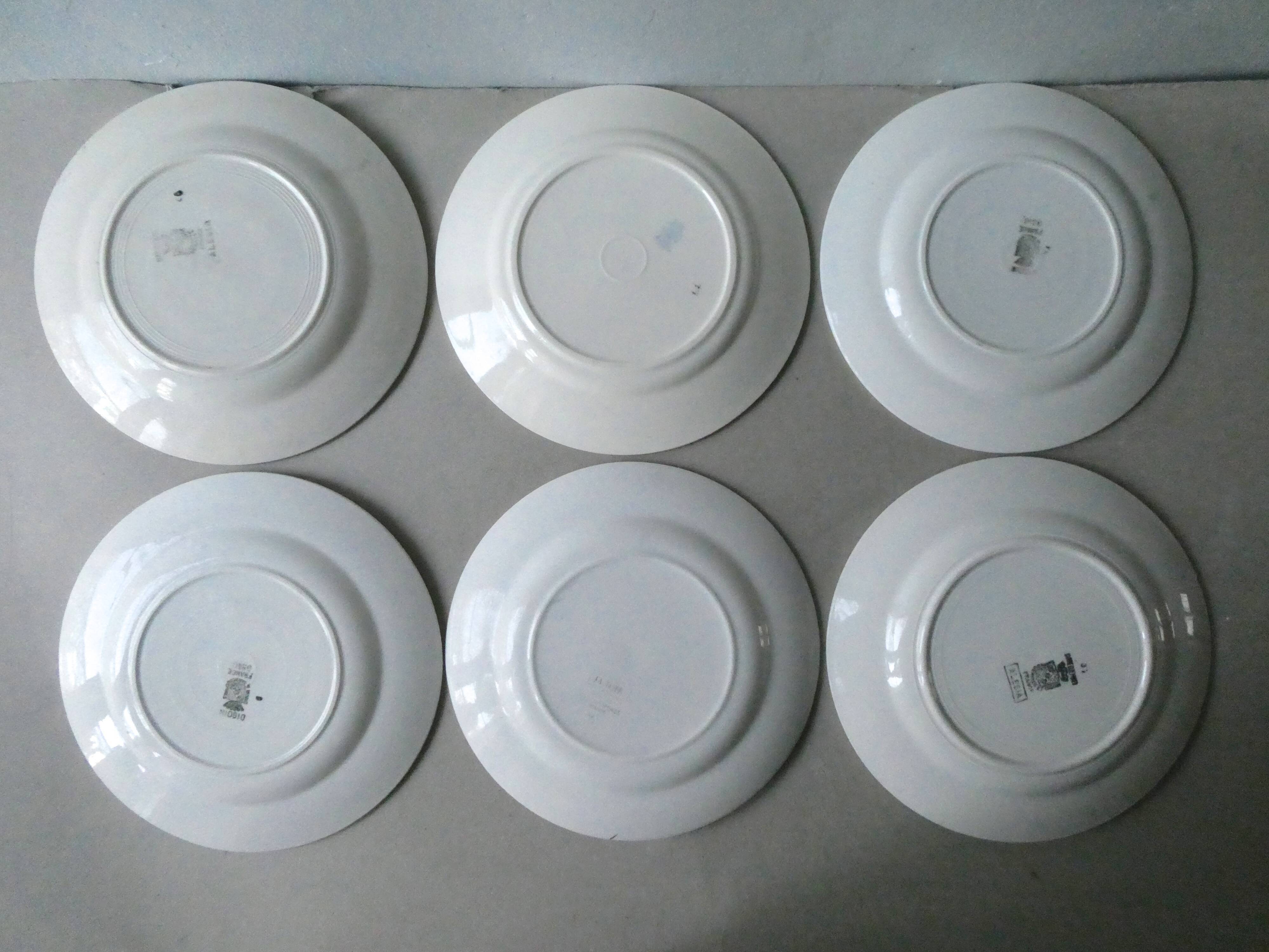 Set of 6 dinner plates Digoin Sarreguemines 40-50 years