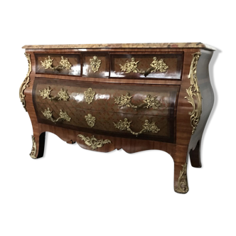 Commode tombeau de style régence en marqueterie