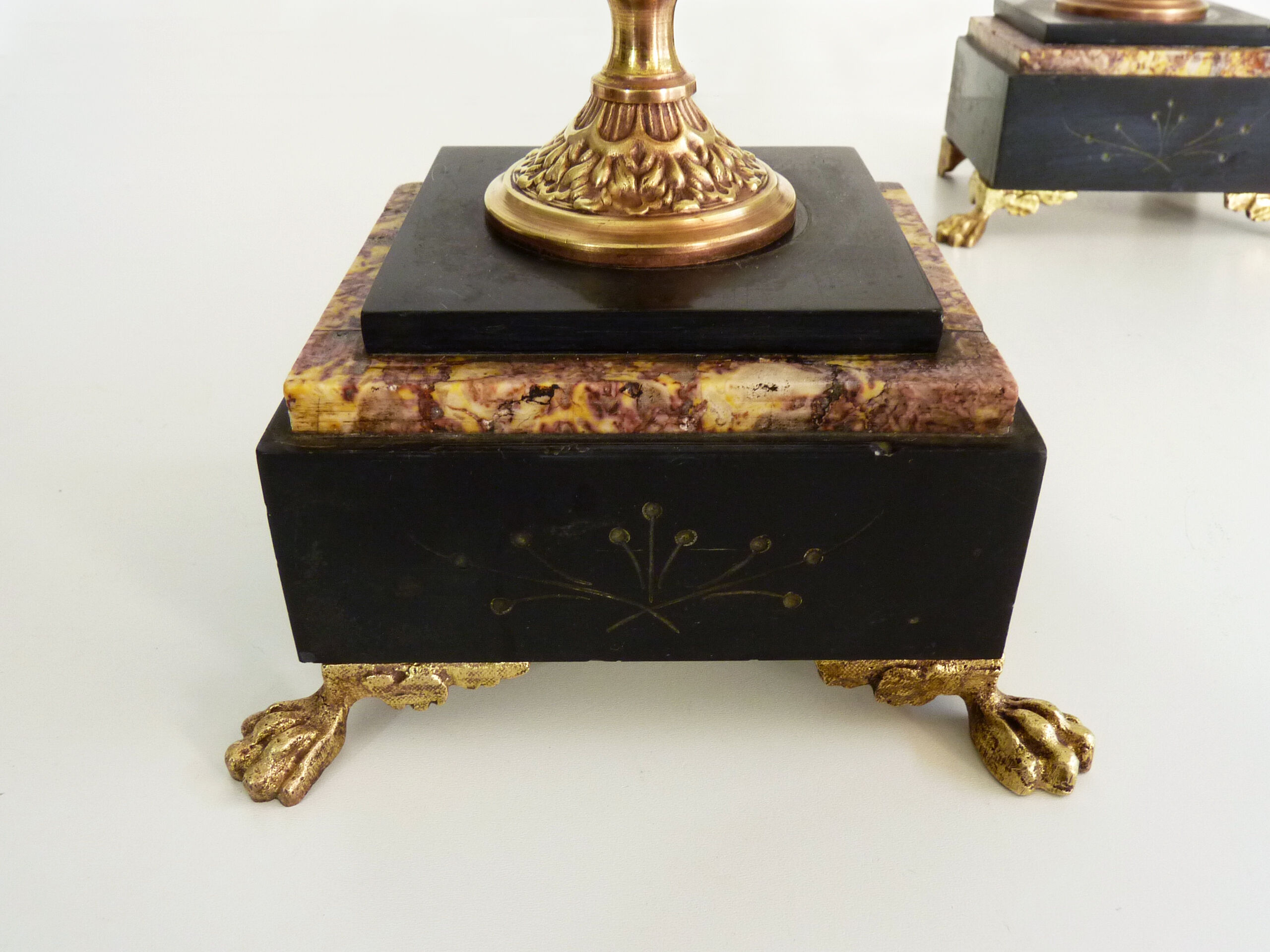Paire de candélabres à 5 branches bronze et marbre style Napoléon III