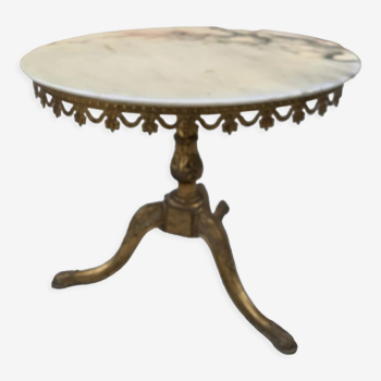 Marble and brass pedestal table