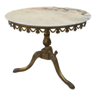 Marble and brass pedestal table