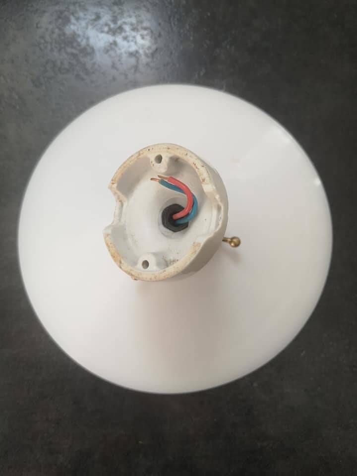Old white opaline wall lamp with art deco porcelain foot 1930