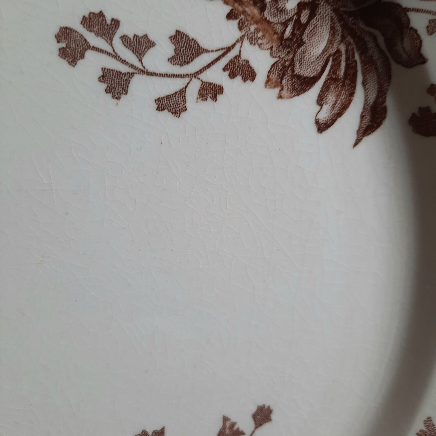 Assiettes plates anciennes dépareillées en faïence terre de fer