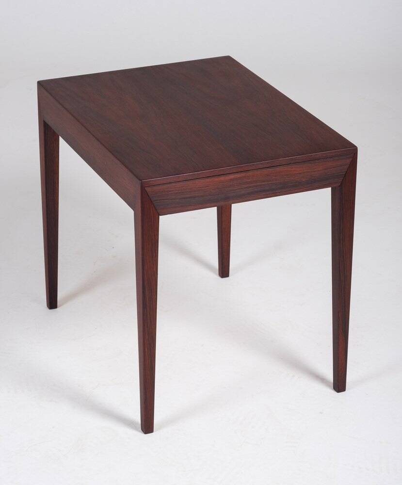 Side Table with Drawer in Rosewood by Severin Hansen for Haslev Møbelsnedkeri, 1950s