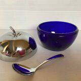 Sucrier confiturier en forme de pomme bleue
