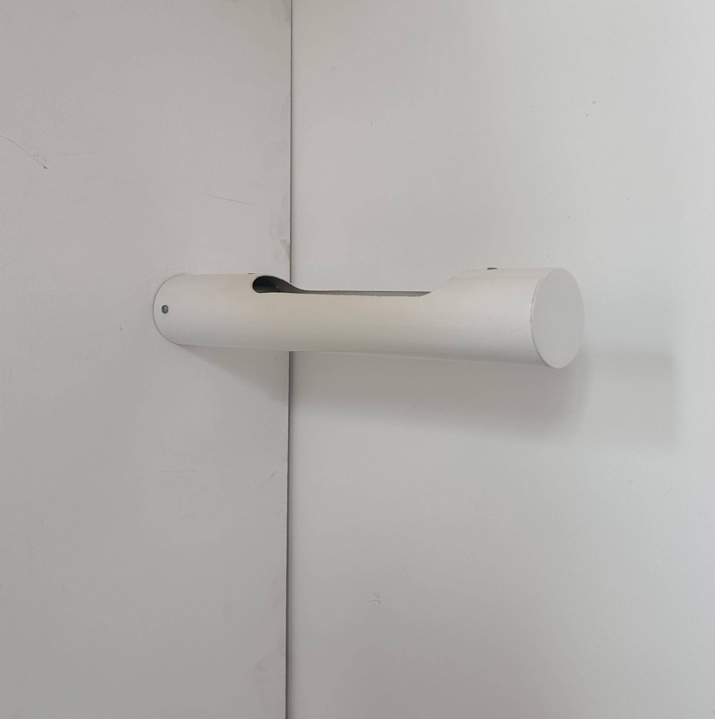 Vintage white lacquered metal tubular wall light, France 1970s