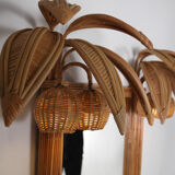 Lighted mirror in rattan 100x80cm