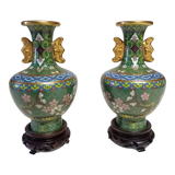 Pair of Asian enamel cloisonné vases
