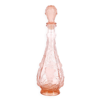 Empoli pale pink glass bottle decorated with fruit, 1960s