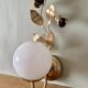 Vintage wall lamp in gold metal and white opaline