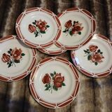 6 assiettes à dessert anciennes Digoin et Sarreguemines