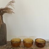 3 "Lever" brand bowls, amber textured