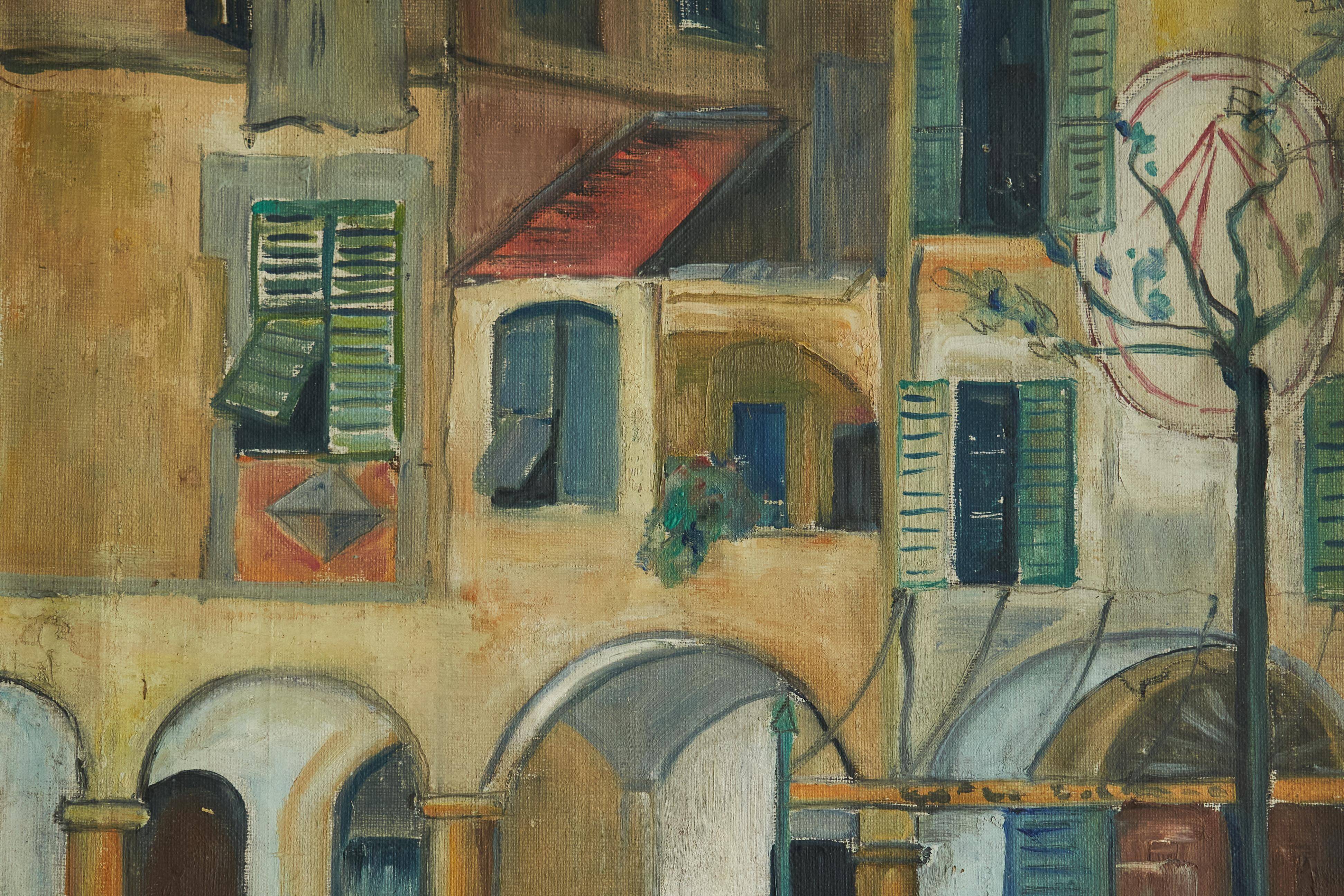 Fritz Stäger 'Dorfanger' Huile sur Toile 1928