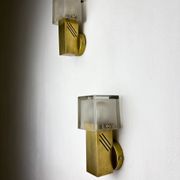 Pair of cubic Murano glass wall lights by Gaetano Sciolari, Italy, circa 1970s