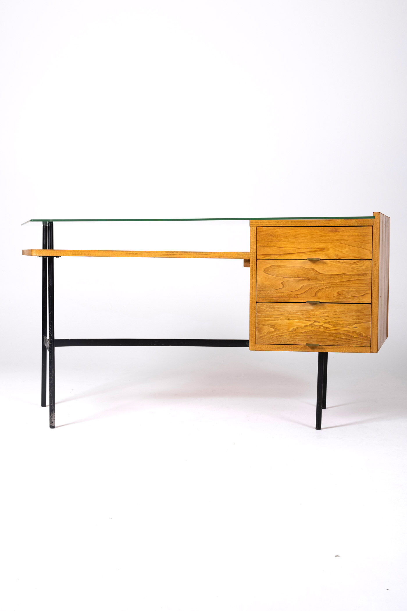 Bureau en bois et verre par Jean René Picard, 1960s
