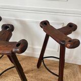 Set of three brutalist bar stools