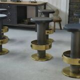 6 tabourets en acier et laiton 1980