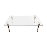 Mahogany coffee table bronze glass signed Garouste & Bonetti 1995