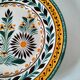 HB Quimper plate, Camaïeu model, green and saffron floral decoration