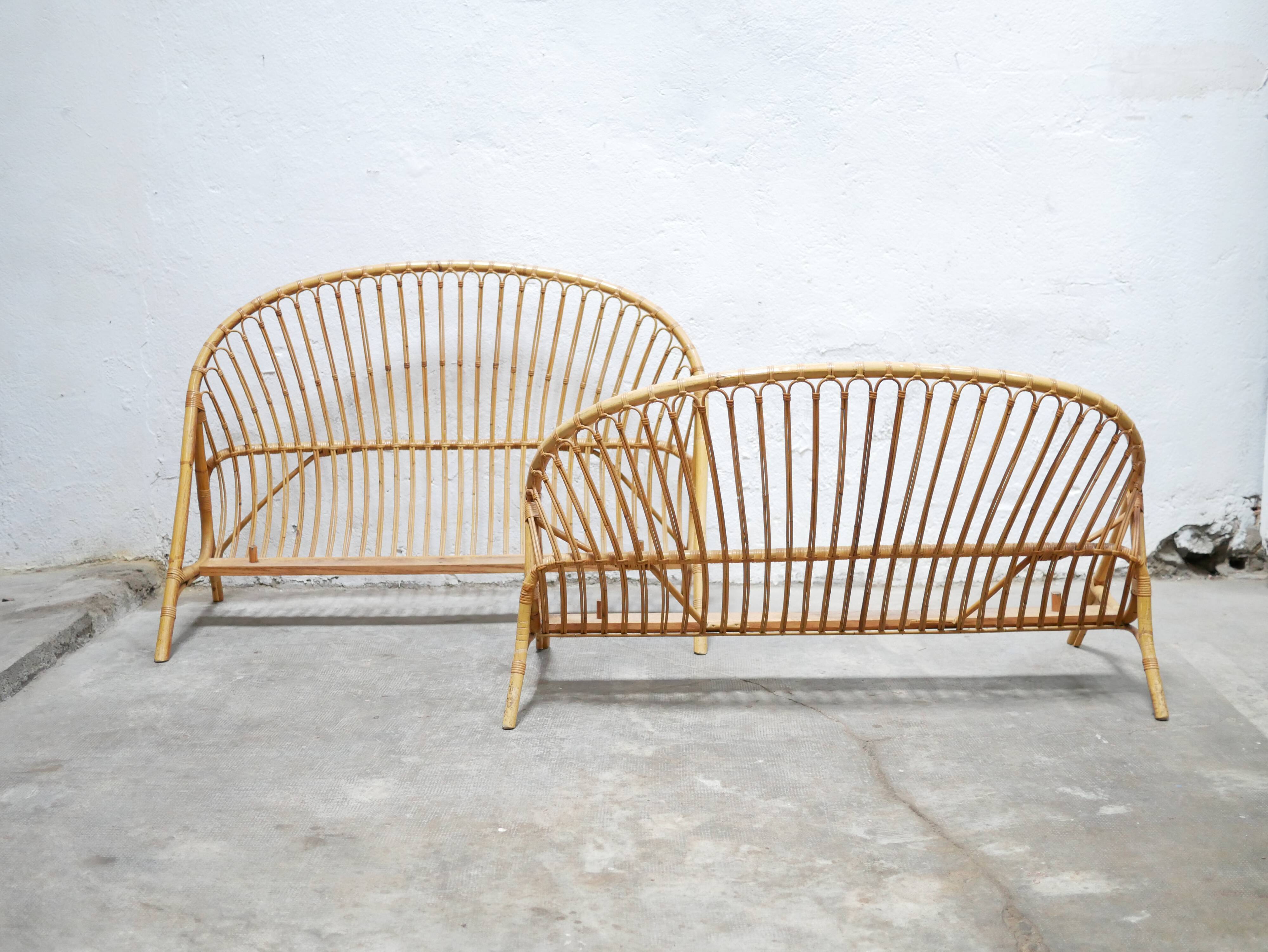 Vintage rattan basket bed 190cm x 120cm