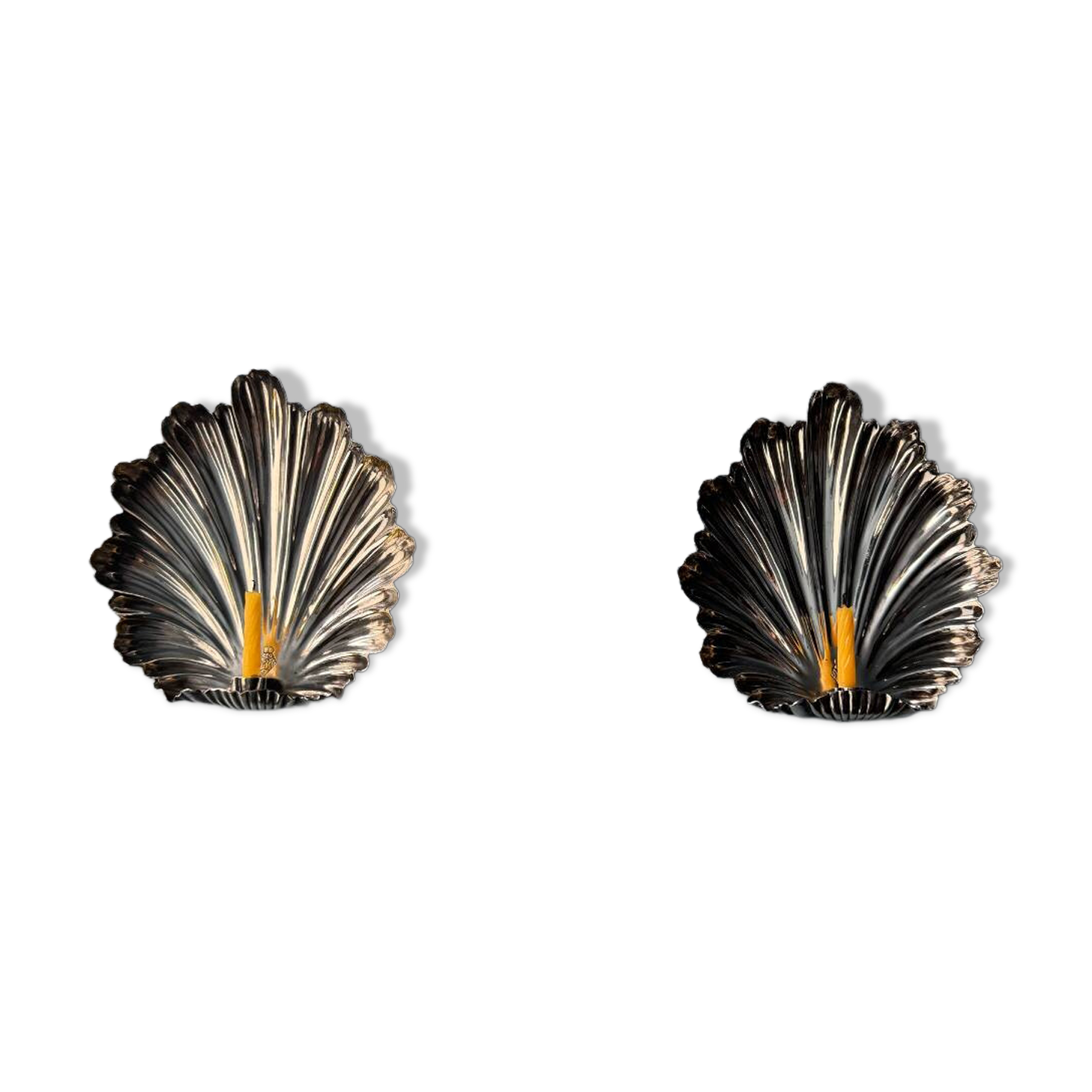 Paire d’appliques argentées, coquille Rococo, Angleterre 1879