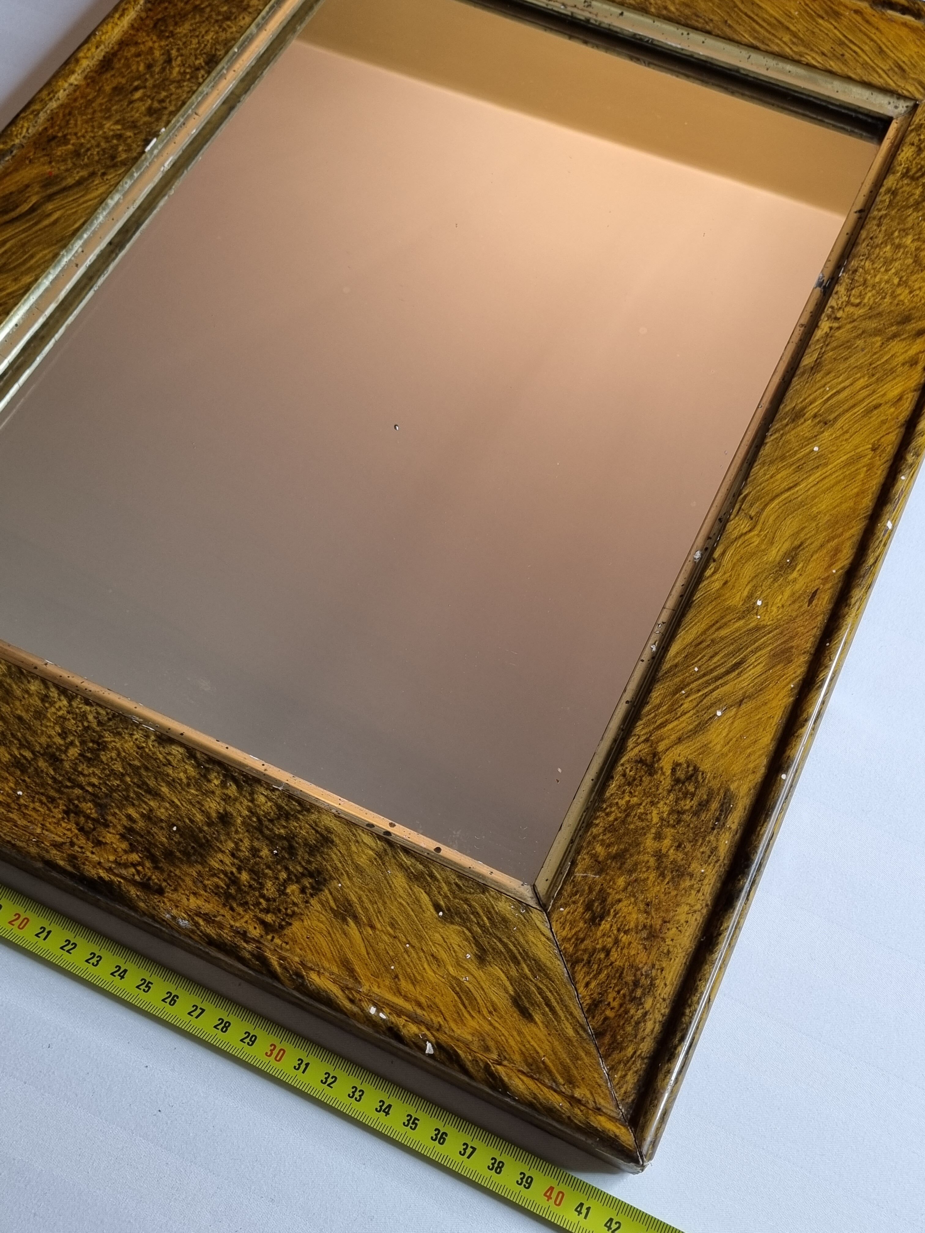 Old rectangular mirror, patinated, 1900, 55 cm