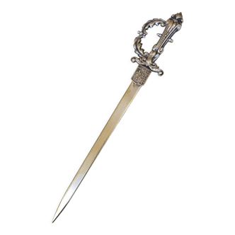 Paper cutter, silver metal letter opener decorated with the coat of arms of Brest