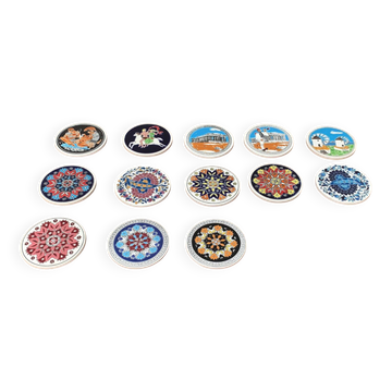 13 dessous de verre vintage en céramique grecque fait main par Lito Niarchos