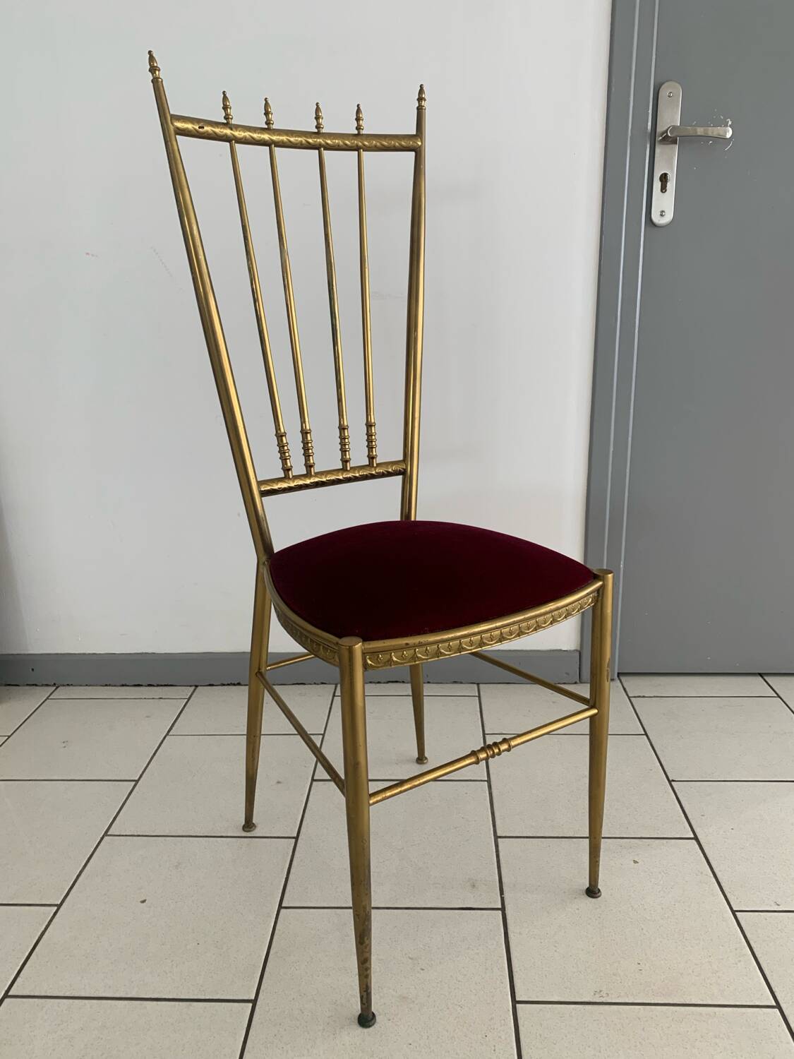 Vintage Chiavari Velvet Chair Circa 1960 Italy